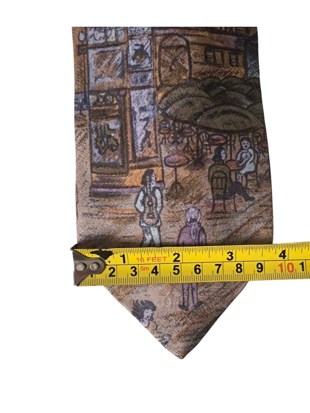 SECOURS Authentic Vintage Paris French Scenary Silk Necktie Made In Italy NWOT